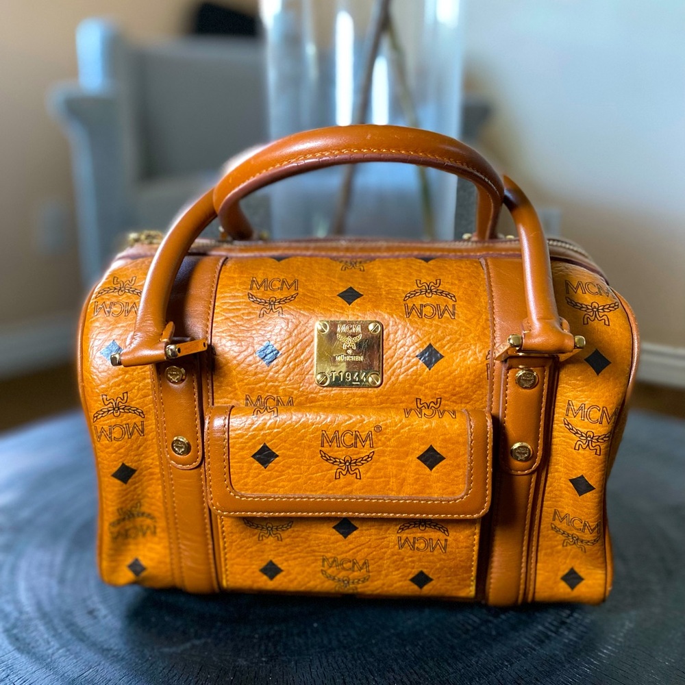 MCM Cognac Boston Bag